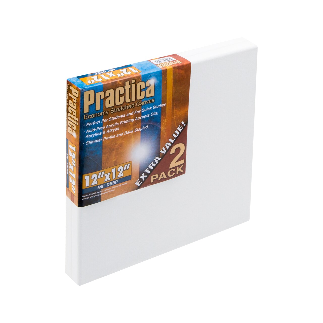 Practica Economy Stretched Cotton Canvas 2 Packs - Acid-Free Acrylic Primed Canvas for Acrylics, Pastels, Graphite, & More!